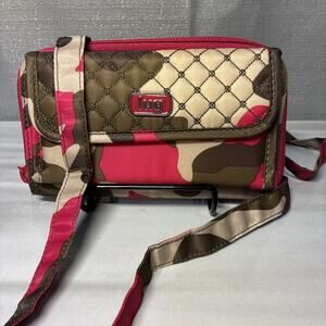 Lug Kickflip Camo Pink Green Convertible Wallet Crossbody Strap